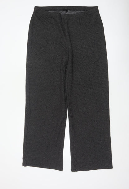 Marks and Spencer Women’s Black Mix UK 16 Wide-Leg Pull-On Trousers