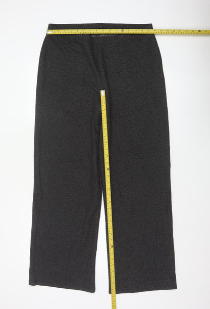 Marks and Spencer Women’s Black Mix UK 16 Wide-Leg Pull-On Trousers