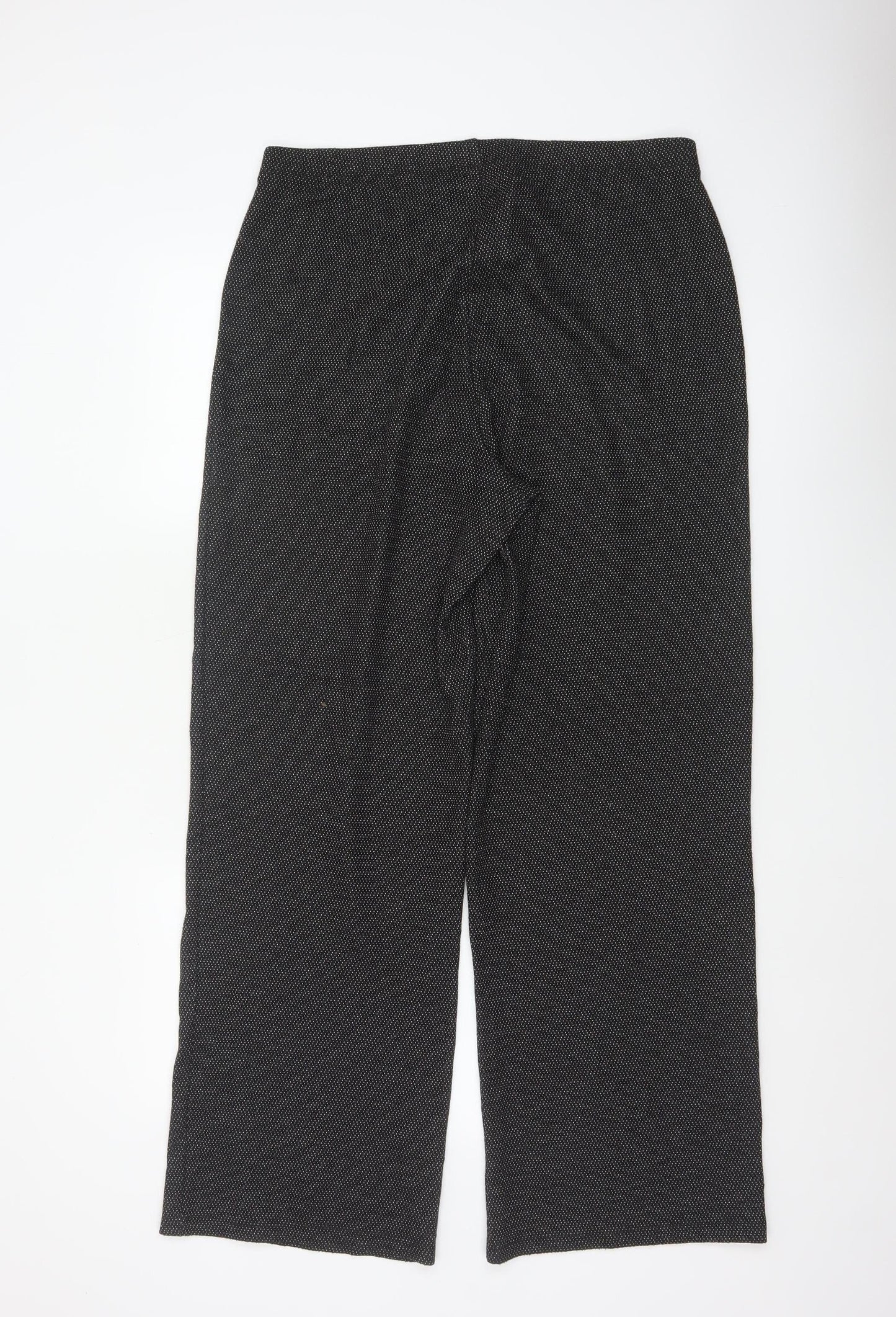 Marks and Spencer Women’s Black Mix UK 16 Wide-Leg Pull-On Trousers