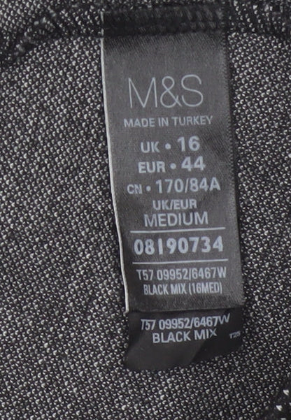 Marks and Spencer Women’s Black Mix UK 16 Wide-Leg Pull-On Trousers