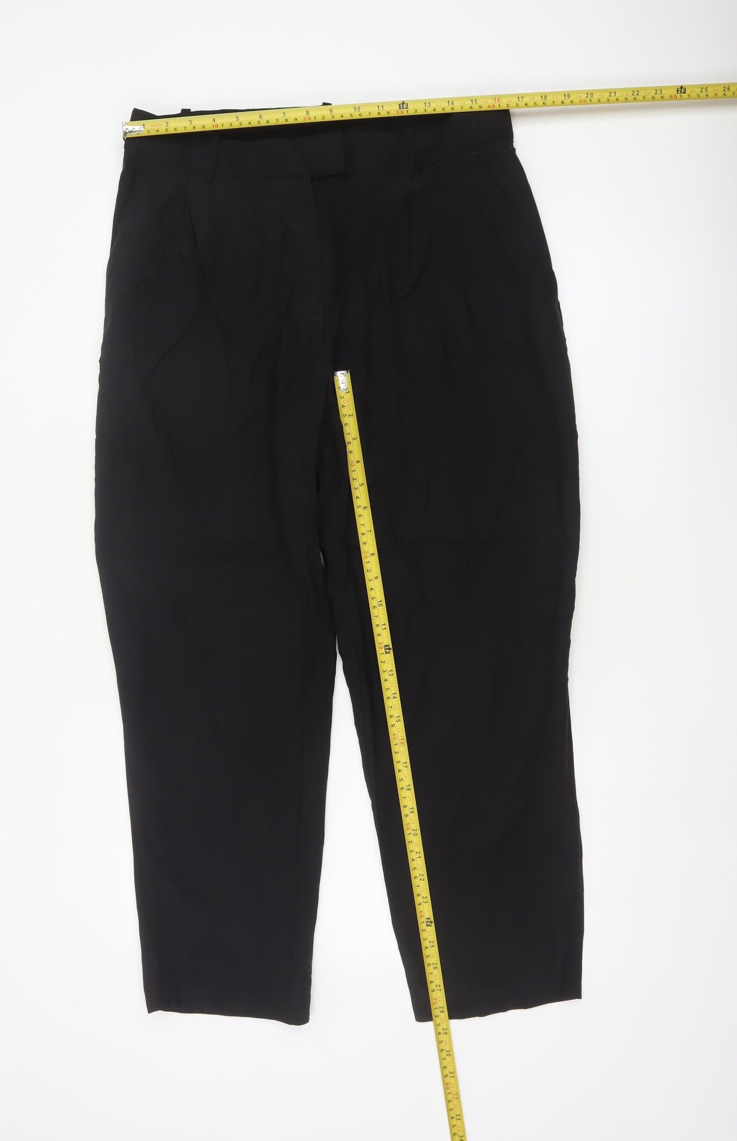 H&M Women Black UK 18 High Rise Tapered Tailored Dress Trousers