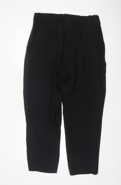 H&M Women Black UK 18 High Rise Tapered Tailored Dress Trousers