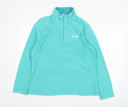 Regatta Women Blue UK 14 Pullover Fleece 1/4 Zip High Neck