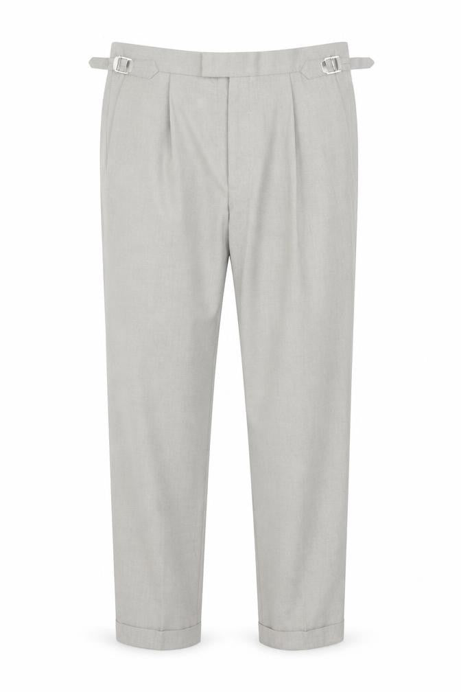 Marks & Spencer Men's Grey 34S Pleated Tapered Dress Trousers