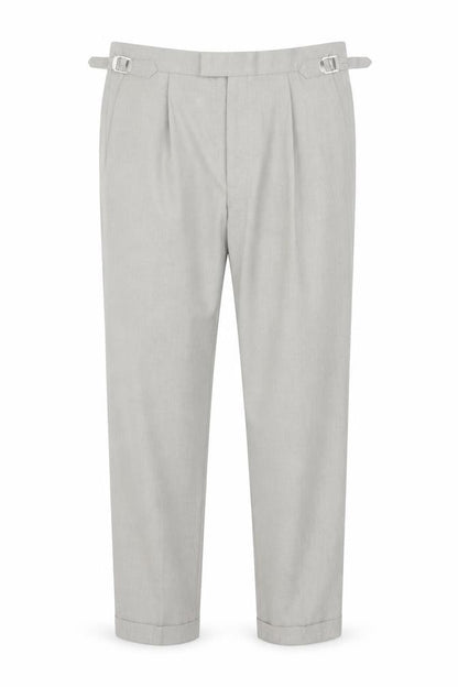 Marks & Spencer Men's Grey 34S Pleated Tapered Dress Trousers