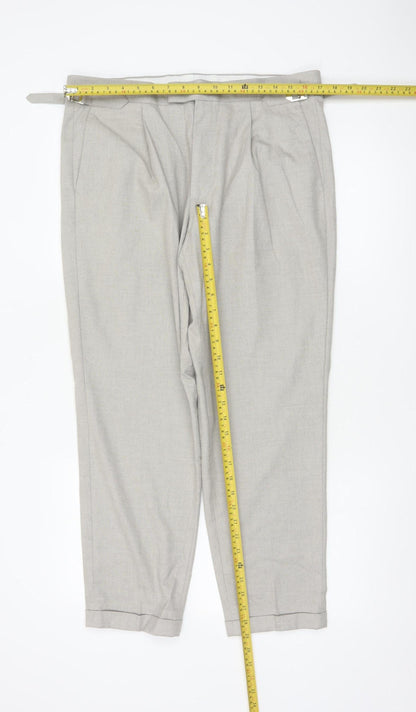 Marks and Spencer Men's Grey 34S Pleated Tapered Dress Trousers