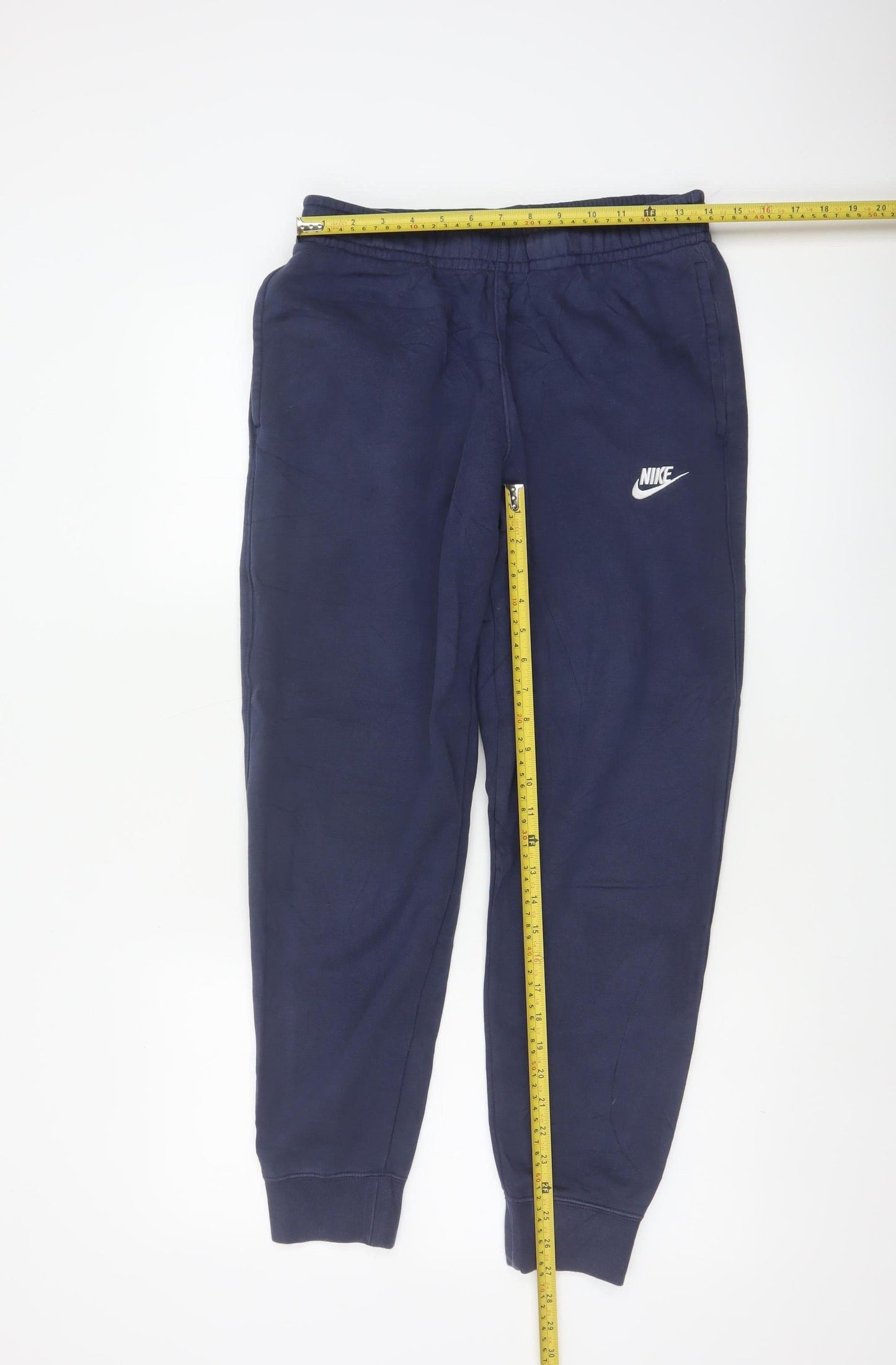 Nike Men’s Blue S Fleece Jogger Sweatpants Logo Cuffed Trousers