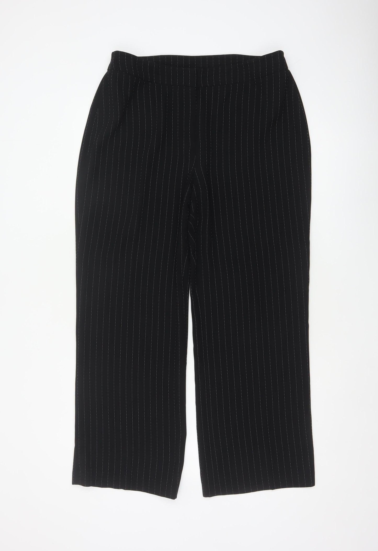 Anne Brooks Women’s Black Pinstripe Petite UK 14 Straight Dress Trousers