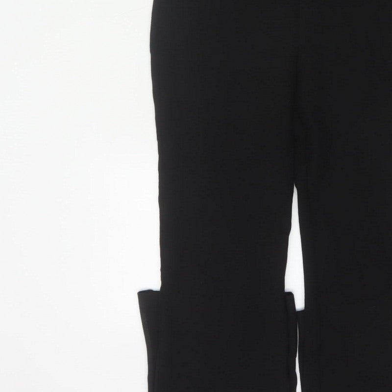 Zara Women Black S High Neck Sleeveless Zip Flared Jumpsuit