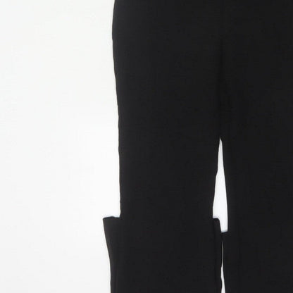 Zara Women Black S High Neck Sleeveless Zip Flared Jumpsuit