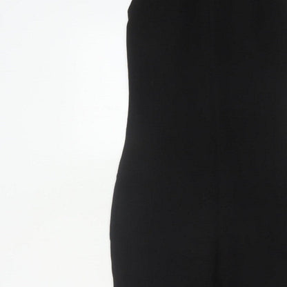 Zara Women Black S High Neck Sleeveless Zip Flared Jumpsuit