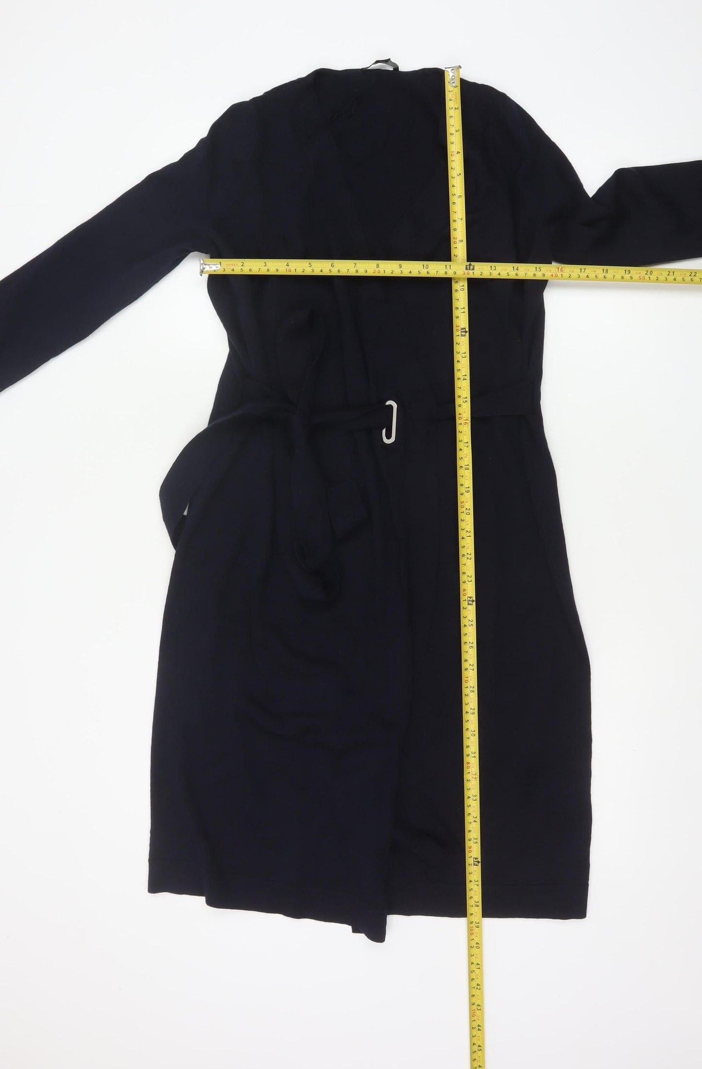 COS Women Black UK 10 Midi Wrap Belted Wool Cotton Dress