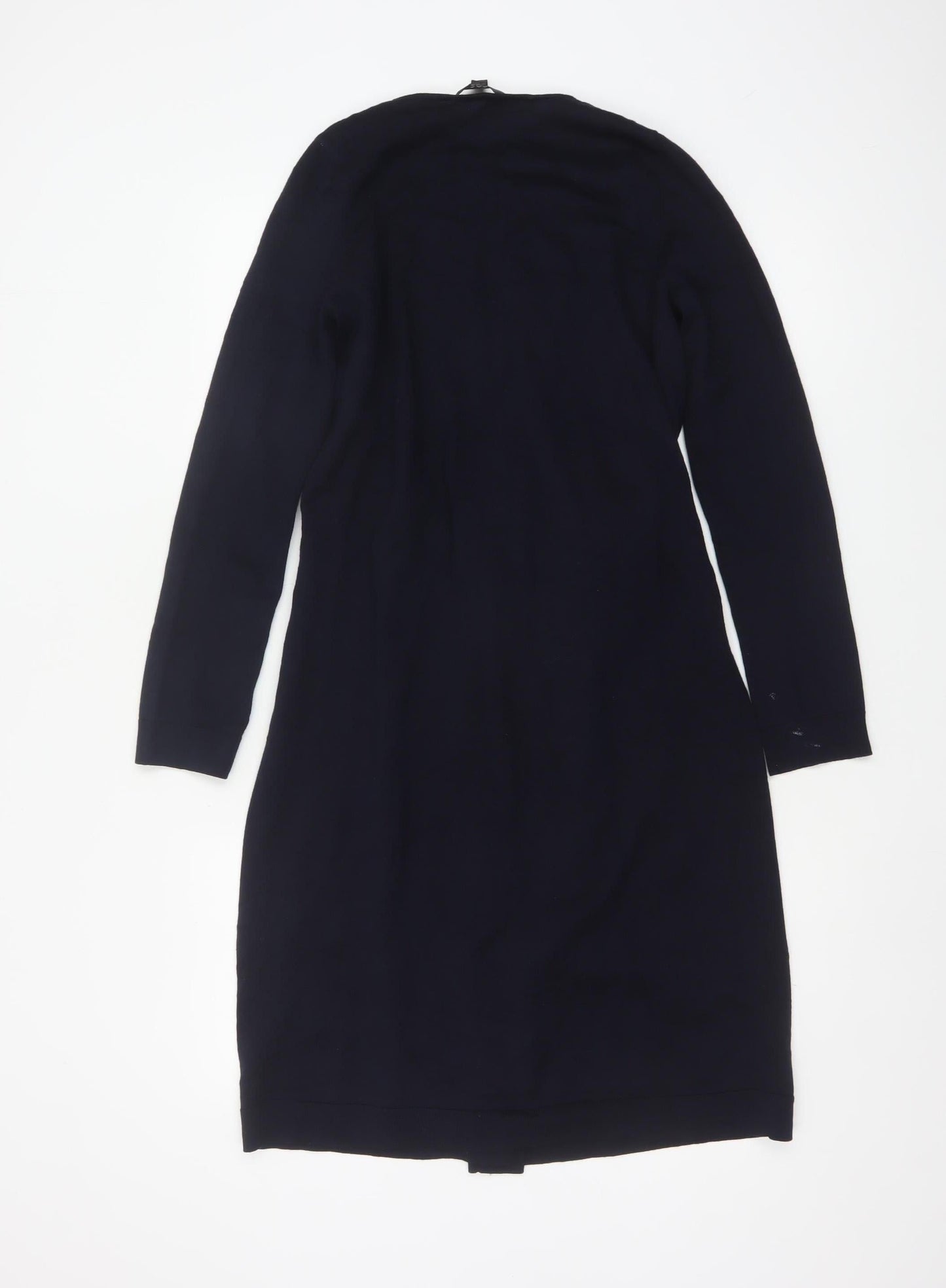 COS Women Black UK 10 Midi Wrap Belted Wool Cotton Dress