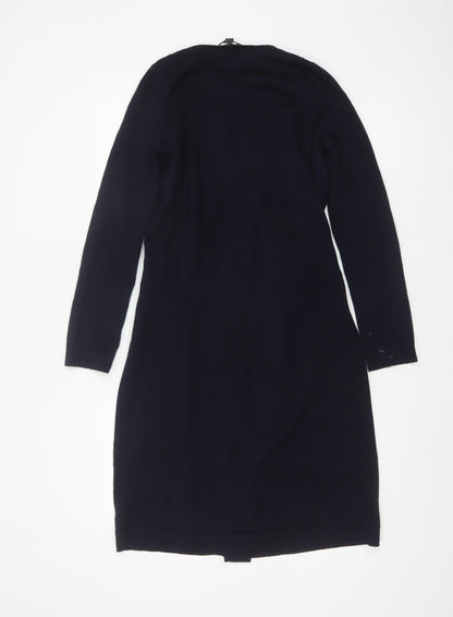 COS Women Black UK 10 Midi Wrap Belted Wool Cotton Dress