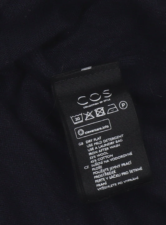 COS Women Black UK 10 Midi Wrap Belted Wool Cotton Dress