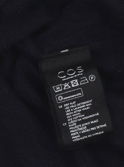 COS Women Black UK 10 Midi Wrap Belted Wool Cotton Dress