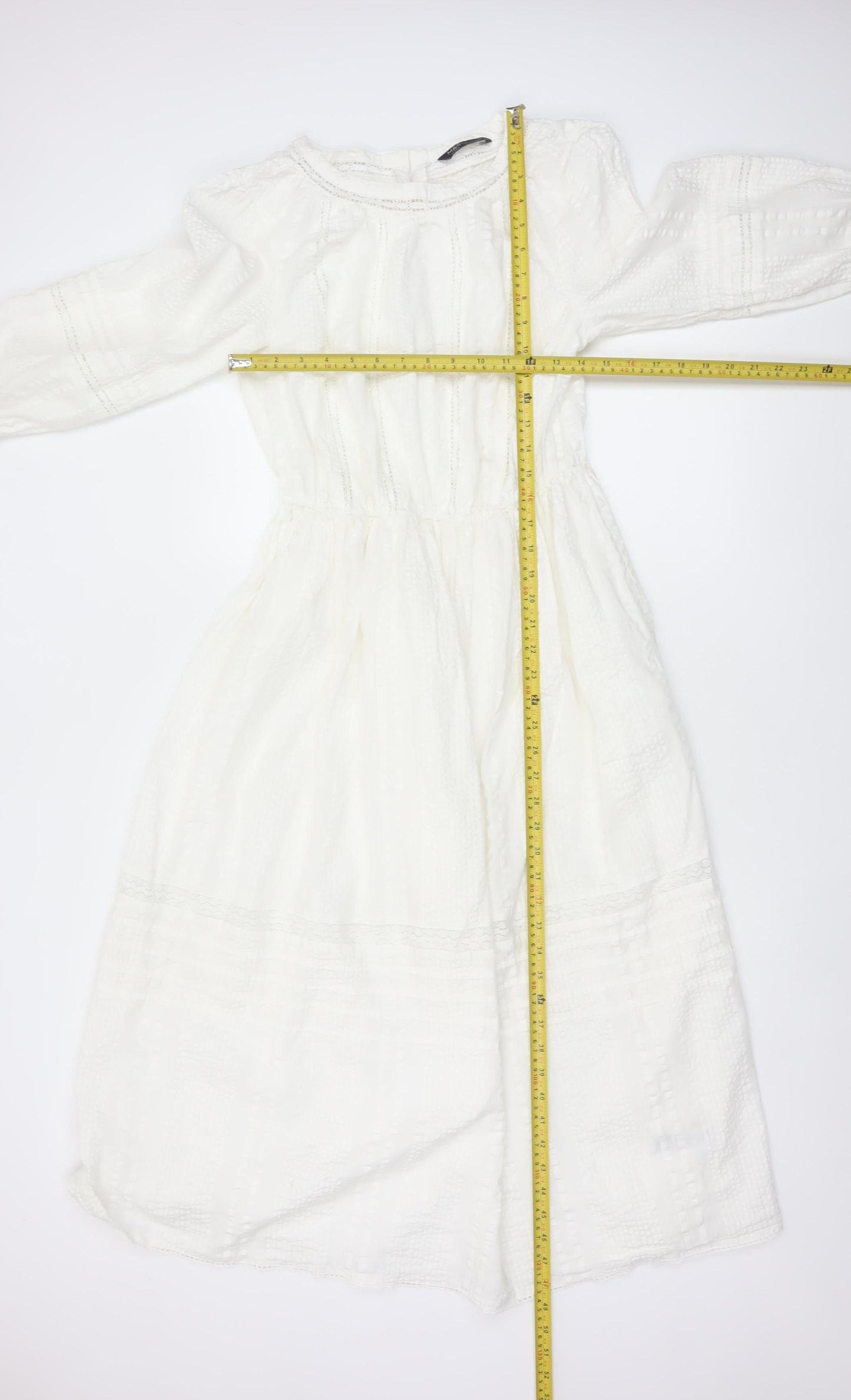 Marks & Spencer Women Ivory UK 10 A-Line Long Cotton Lace Dress