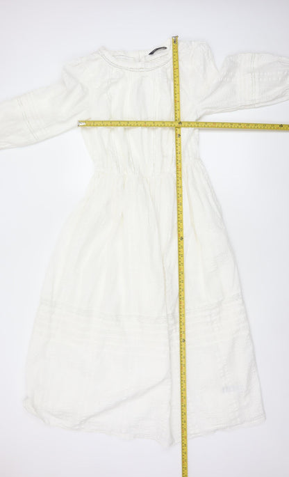 Marks & Spencer Women Ivory UK 10 A-Line Long Cotton Lace Dress