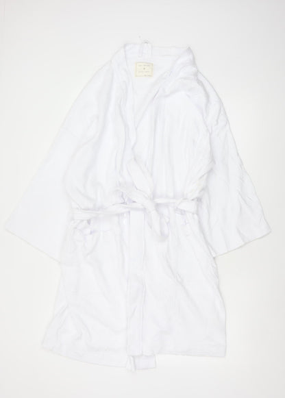 Marks & Spencer Women White Cotton Kimono Robe Size L Belted