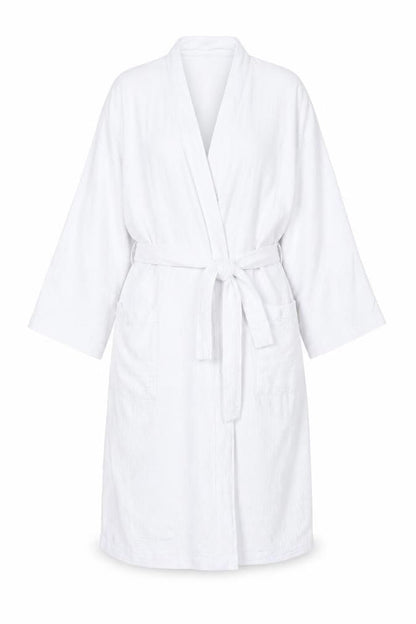 Marks & Spencer Women White Cotton Kimono Robe Size L Belted