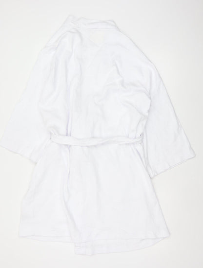 Marks & Spencer Women White Cotton Kimono Robe Size L Belted