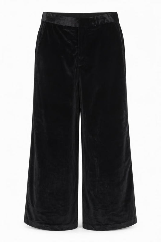ASOS Design Black Velvet Wide-Leg Trousers Waist 38 Leg 32