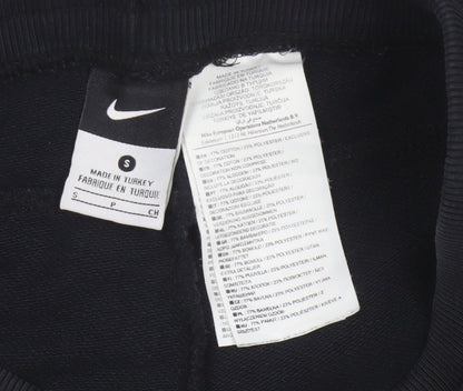 Nike Women’s Black S Logo Fleece Jogger Trousers Drawstring Pockets