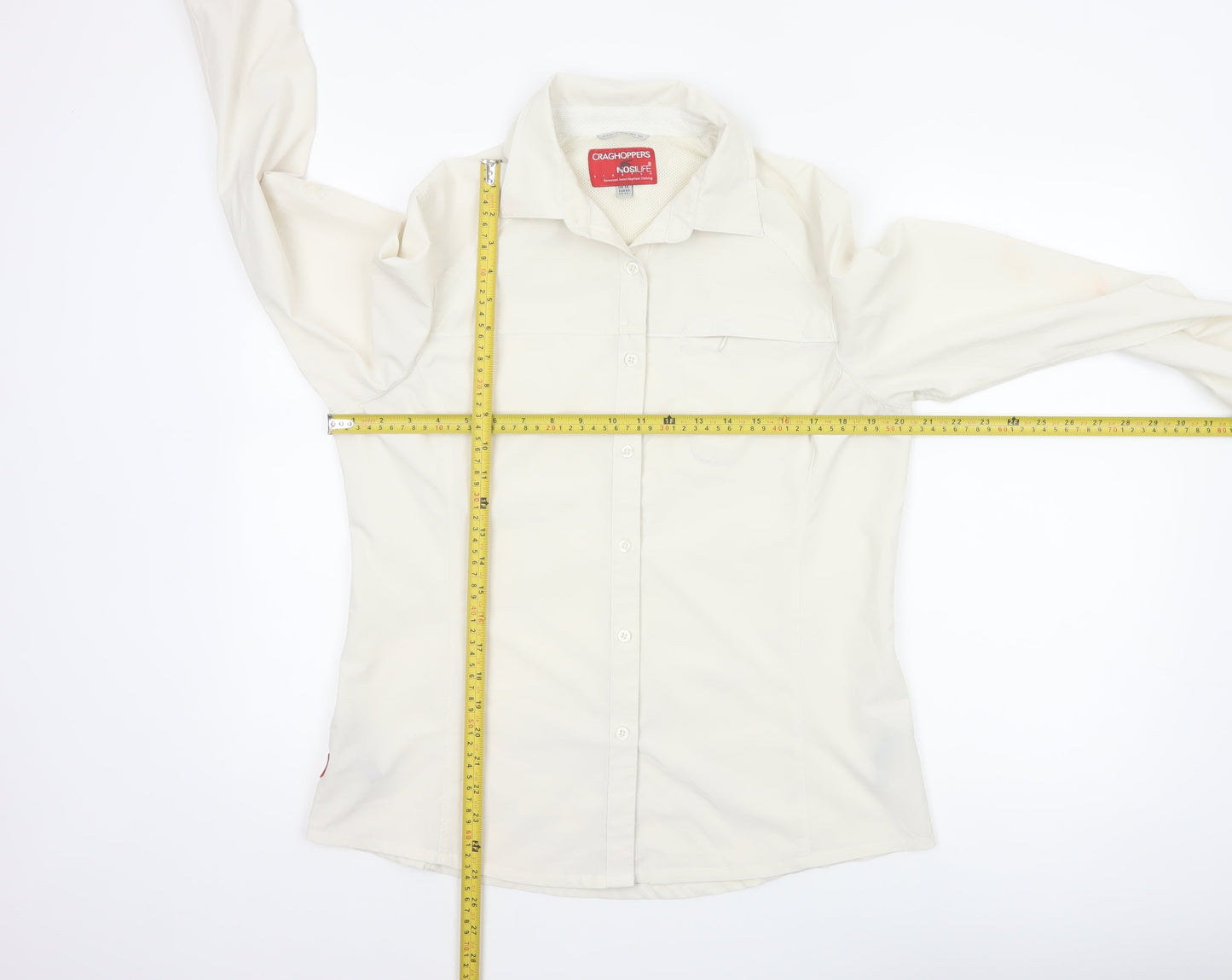Craghoppers Women Ivory UK 14 Long Sleeve Outdoor Button-Up Shirt