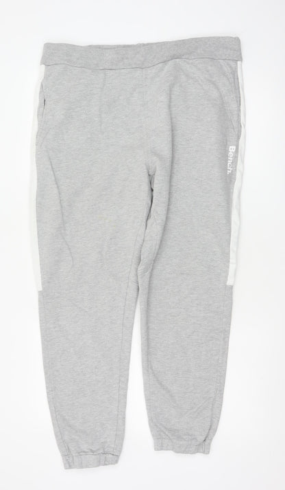Bench Men’s Grey XL Logo Stripe Fleece Jogger Sweatpants