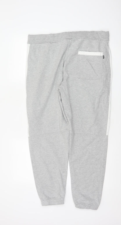 Bench Men’s Grey XL Logo Stripe Fleece Jogger Sweatpants
