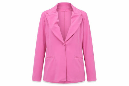 ASOS DESIGN Women Pink UK 14 One Button Stretch Tailored Blazer Jacket