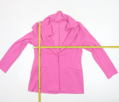 ASOS DESIGN Women Pink UK 14 One Button Stretch Tailored Blazer Jacket