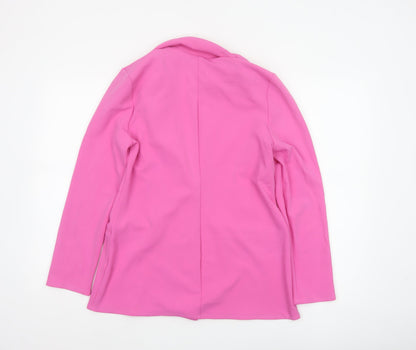 ASOS DESIGN Women Pink UK 14 One Button Stretch Tailored Blazer Jacket
