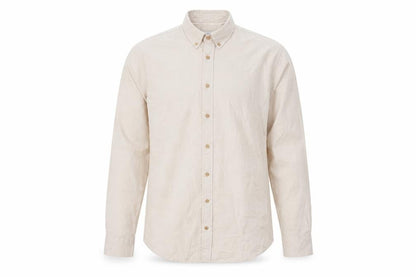 Kronstadt Men’s Beige L Cotton Blend Button-Down Long Sleeve Shirt