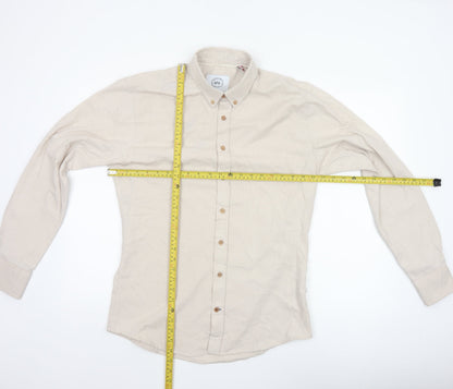 Kronstadt Men’s Beige L Cotton Blend Button-Down Long Sleeve Shirt