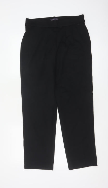 Marks and Spencer Women Black Size 12 Short Straight Tailored Trousers
