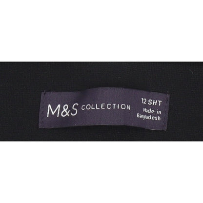 Marks and Spencer Women Black Size 12 Short Straight Tailored Trousers