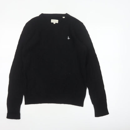 Jack Wills Women’s Black Merino Wool Crew Neck Pullover Jumper UK 12