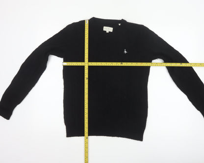 Jack Wills Women’s Black Merino Wool Crew Neck Pullover Jumper UK 12