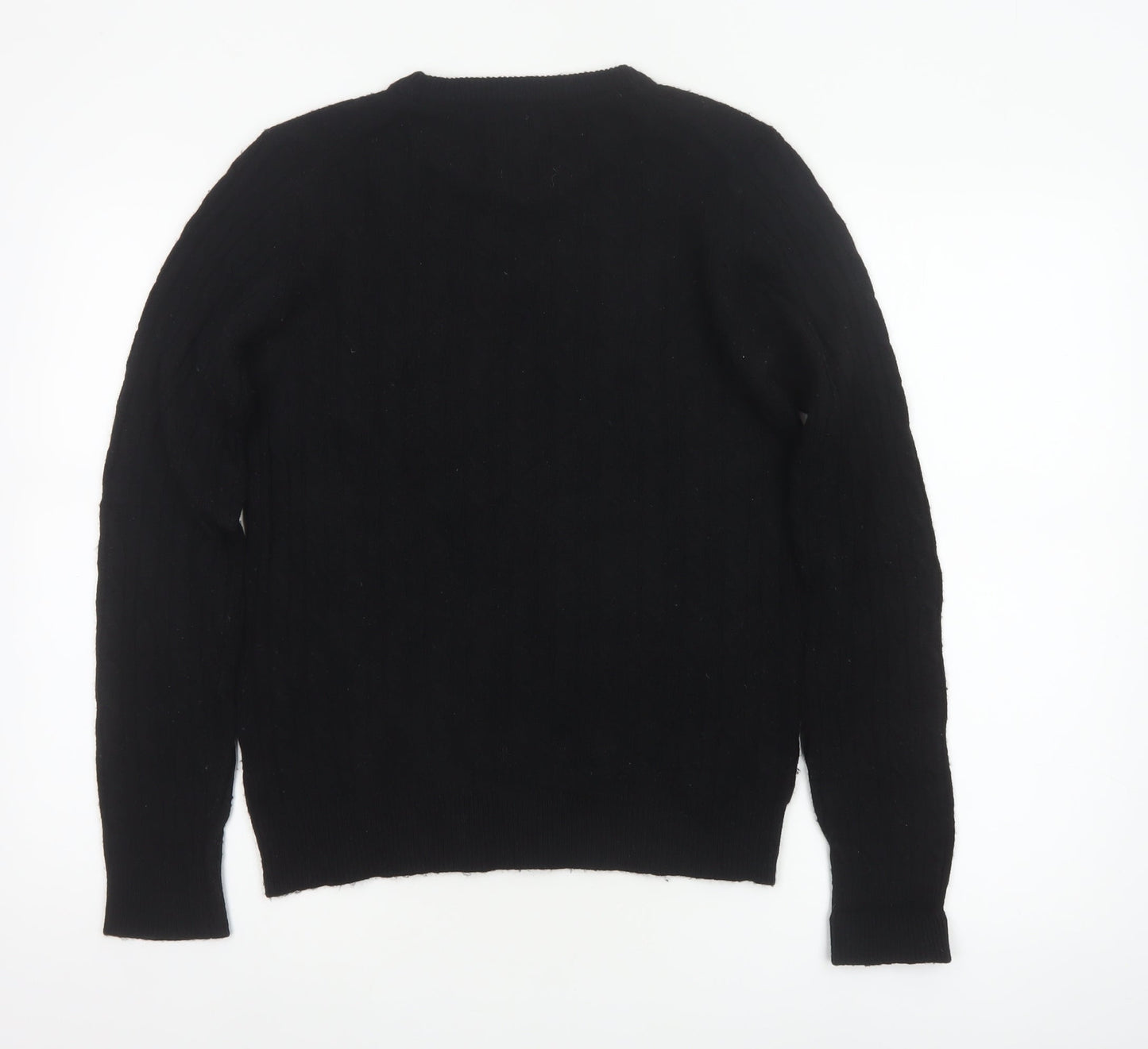 Jack Wills Women’s Black Merino Wool Crew Neck Pullover Jumper UK 12