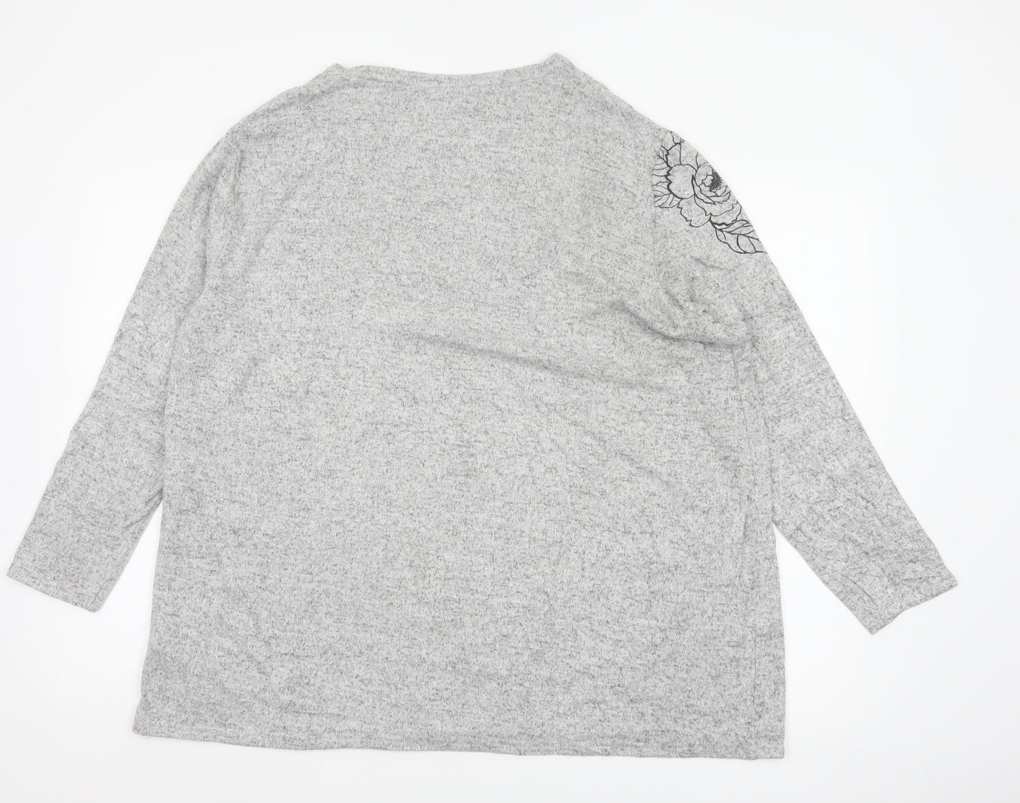 Isle Essentials Women Grey 22-24 Floral Butterfly Tunic Top XL