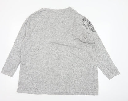 Isle Essentials Women Grey 22-24 Floral Butterfly Tunic Top XL