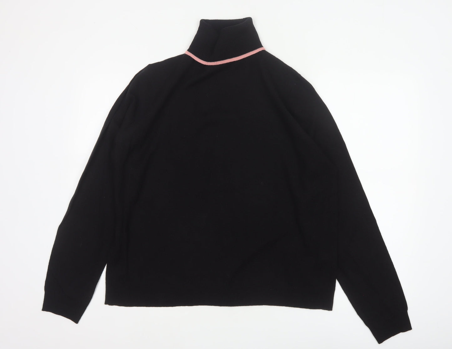 COLLUSION Women’s Black Pink Trim UK 20 Roll Neck Pullover Jumper