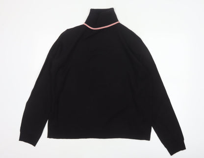 COLLUSION Women’s Black Pink Trim UK 20 Roll Neck Pullover Jumper