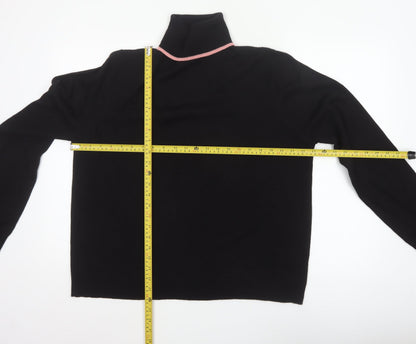 COLLUSION Women’s Black Pink Trim UK 20 Roll Neck Pullover Jumper