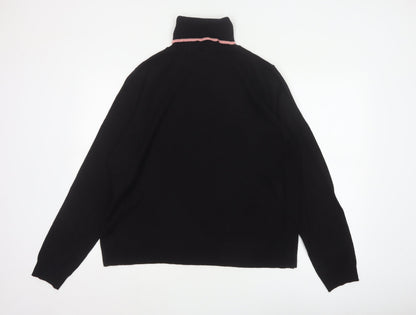 COLLUSION Women’s Black Pink Trim UK 20 Roll Neck Pullover Jumper