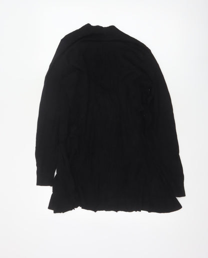 M&S Womens Black UK 14 Open Front High Neck Longline Cardigan