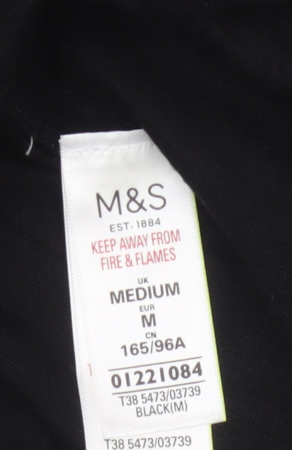 M&S Womens Black UK 14 Open Front High Neck Longline Cardigan