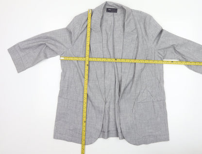 Marks and Spencer Women Grey Size 16 Long Open Front Blazer Jacket