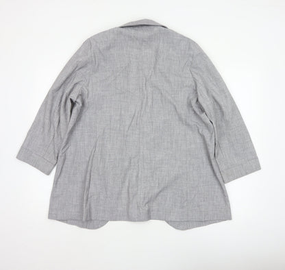 Marks and Spencer Women Grey Size 16 Long Open Front Blazer Jacket